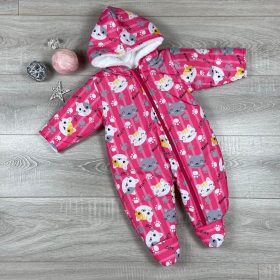 Cicás mintájú, pink színű téli overál