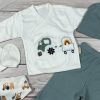  5 részes, járműves mintájú kisfiú hazahozós baby szett