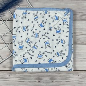 Kék-fehér mintás, pamut kisfiú babapléd