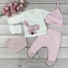  5 részes, nyuszis rózsaszín-fehér  kislány hazahozós baby szett