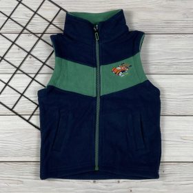 Autós mintájú sötétkék-zöld kisfiú polár mellény 
