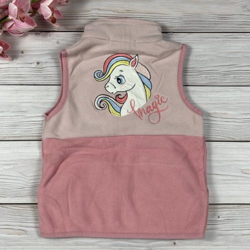 Unicornisos mintájú púder rózsaszín kislány polár mellény