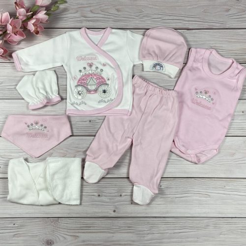 8 részes,  királyi hintós hazahozós kislány baby szett