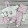 7 részes,  macis-szívecskés hazahozós kislány baby szett