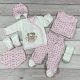 7 részes,  macis-szívecskés hazahozós kislány baby szett