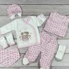 7 részes,  macis-szívecskés hazahozós kislány baby szett