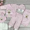 8 részes,  zsiráfos mintájú rózsaszín hazahozós kislány baby szett