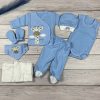 8 részes,  zsiráfos mintájú kék színű hazahozós kisfiú baby szett