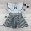 Kék-fehér csíkos matrózos kislány pamut ruha