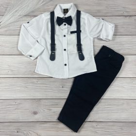 Elegáns kisfiú szett fehér inggel, fekete nadrággal