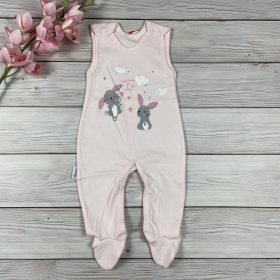 Nyuszis mintájú ujjatlan pamut kislány rugdalózó