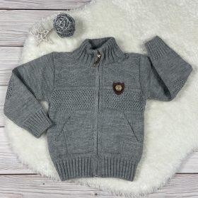 Világosszürke kötött kisfiú kardigán