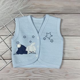 Nyuszis kék pamut mellény