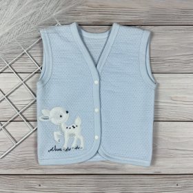 Kék őzikés pamut mellény