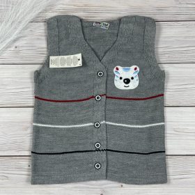 Kötött szürke állatfigurás mellény