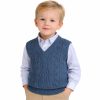 Kék színű kötött kisfiú mellény