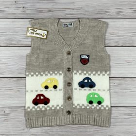 Bézs színű kötött autós mellény