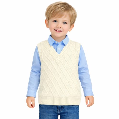 Törtfehér kötött unisex mellény