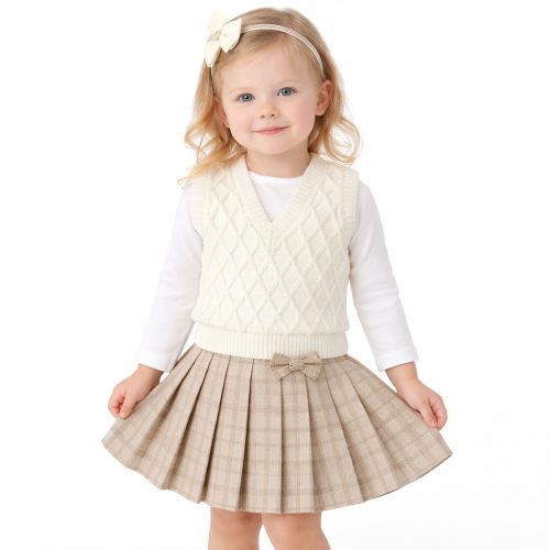 Törtfehér kötött unisex mellény