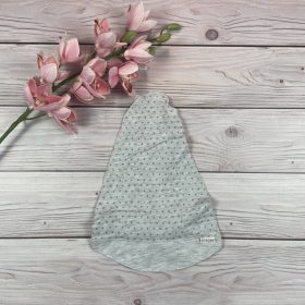 Szürke pamut fejkendő, ezüst csillámos pöttyökkel