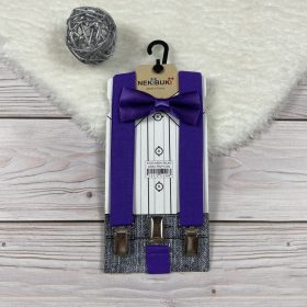 Hózentróger és csokornyakkendő szett -lila