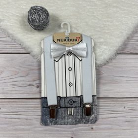 Hózentróger és csokornyakkendő szett -fehér