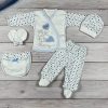 5 részes, nyuszis hazahozós baby szett-kék