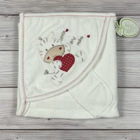 Zebrás fehér kapucnis Baby fürdőlepedő
