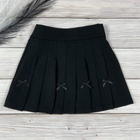 Elegáns fekete rakott kislány szoknya masnikkal