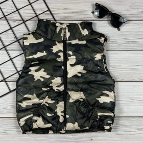 Terep mintás, keki kisfiú mellény 