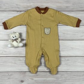 Mustár sárga kisfiú pamut rugdalózó