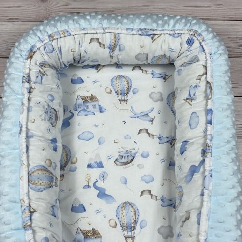 Hőlégballonos minky kisfiú babafészek