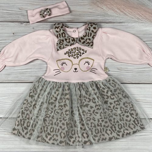 Cicás mintájú kislány ruha, fejpánttal