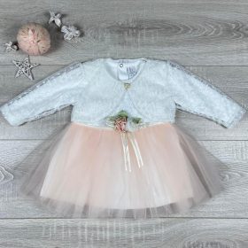   Sophie barack színű tüllös, hosszú ujjú alkalmi kislány ruha, boleróval