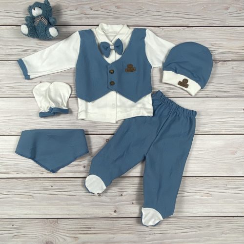  5 részes, álmellényes elegáns kisfiú baby szett