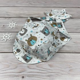 Megkötős, macis mintájú nyári kisfiú fejkendő