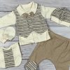 Bézs színű 5 részes álmellényes elegáns kisfiú baby szett