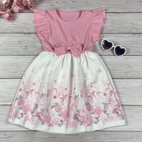 Pillangós-virágos alkalmi kislány ruha masnival