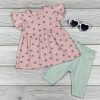 Fodros ujjú szívecskés tunikás-rövidnadrágos együttes