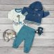 3 részes állatmintás bodys-farmerkabátos együttes