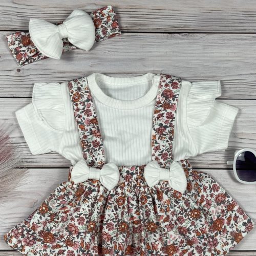 Virágos kantáros szoknya, bodyval és fejpánttal