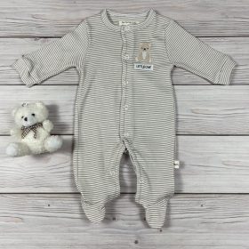 Csíkos macis pamut baba rugdalózó 
