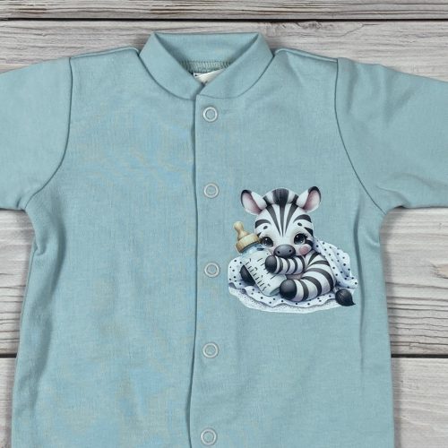Zebra mintás kisfiú pamut rugdalózó