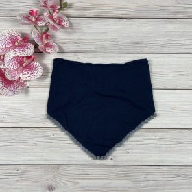   Sötétkék színű, pomponos megköthető pamut kislány sál