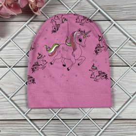 Unicornisos rózsaszín kislány pamut sapka