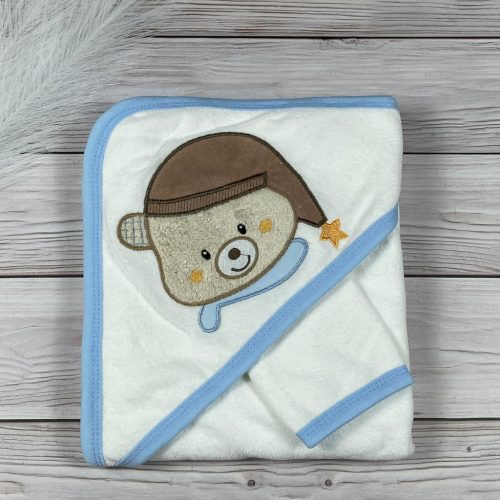Macis mintájú kapucnis Baby fürdőlepedő