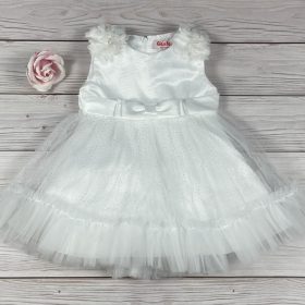   Elegáns fehér keresztelő és alkalmi kislány ruha tüll szoknyával